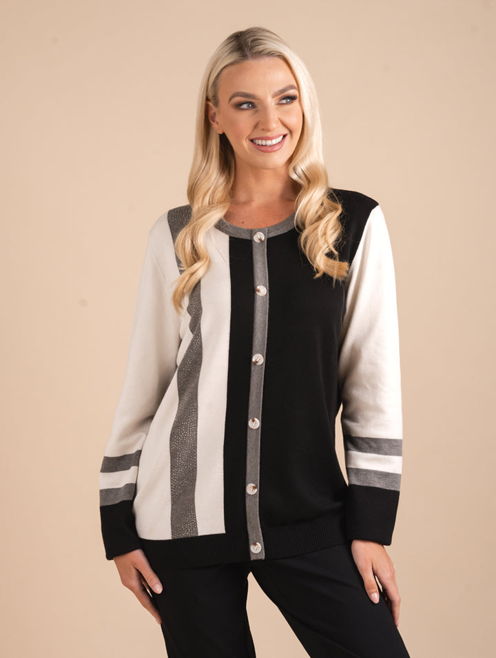 Button Jumper - Black/Grey
