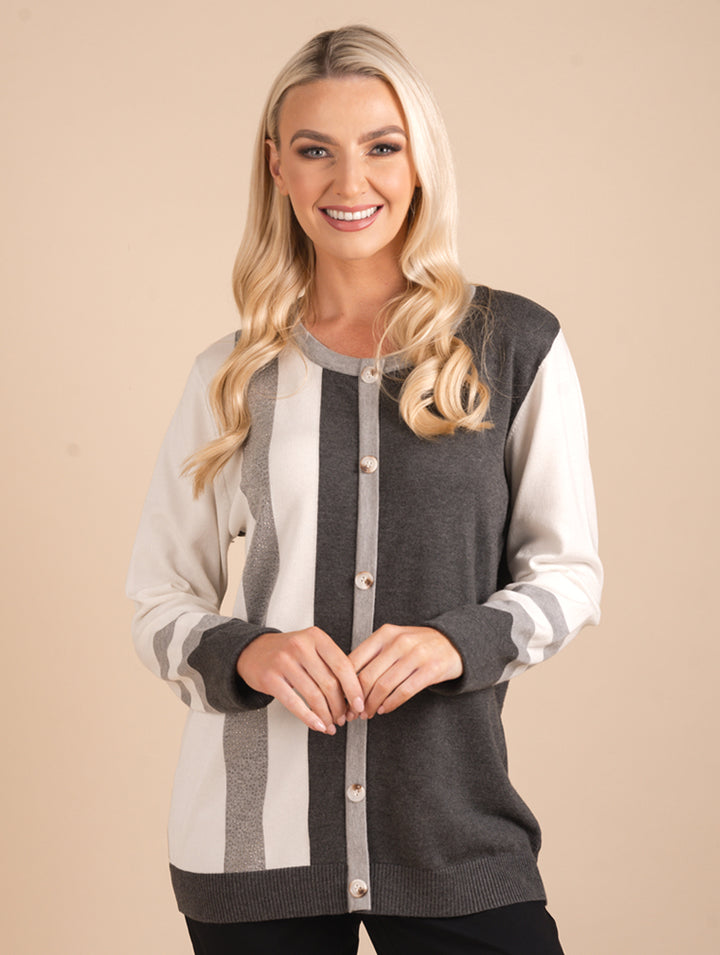 Button Jumper - Dark Grey/Light Grey