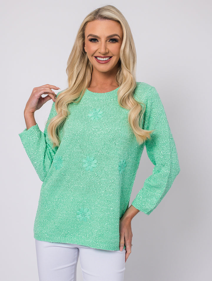Embroidery Knit - Mint