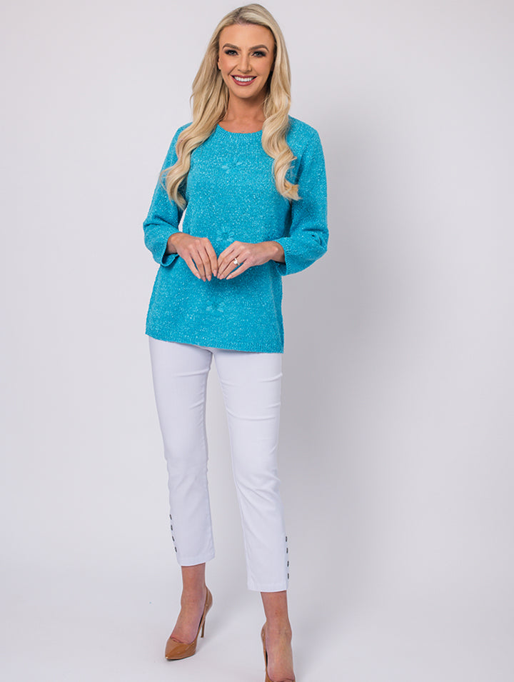 Embroidery Knit - Turq