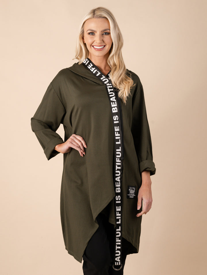 Zip Cardigan - Khaki