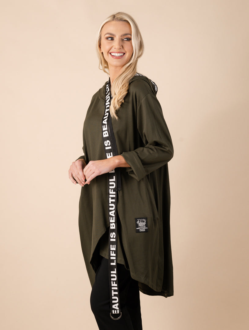 Zip Cardigan - Khaki