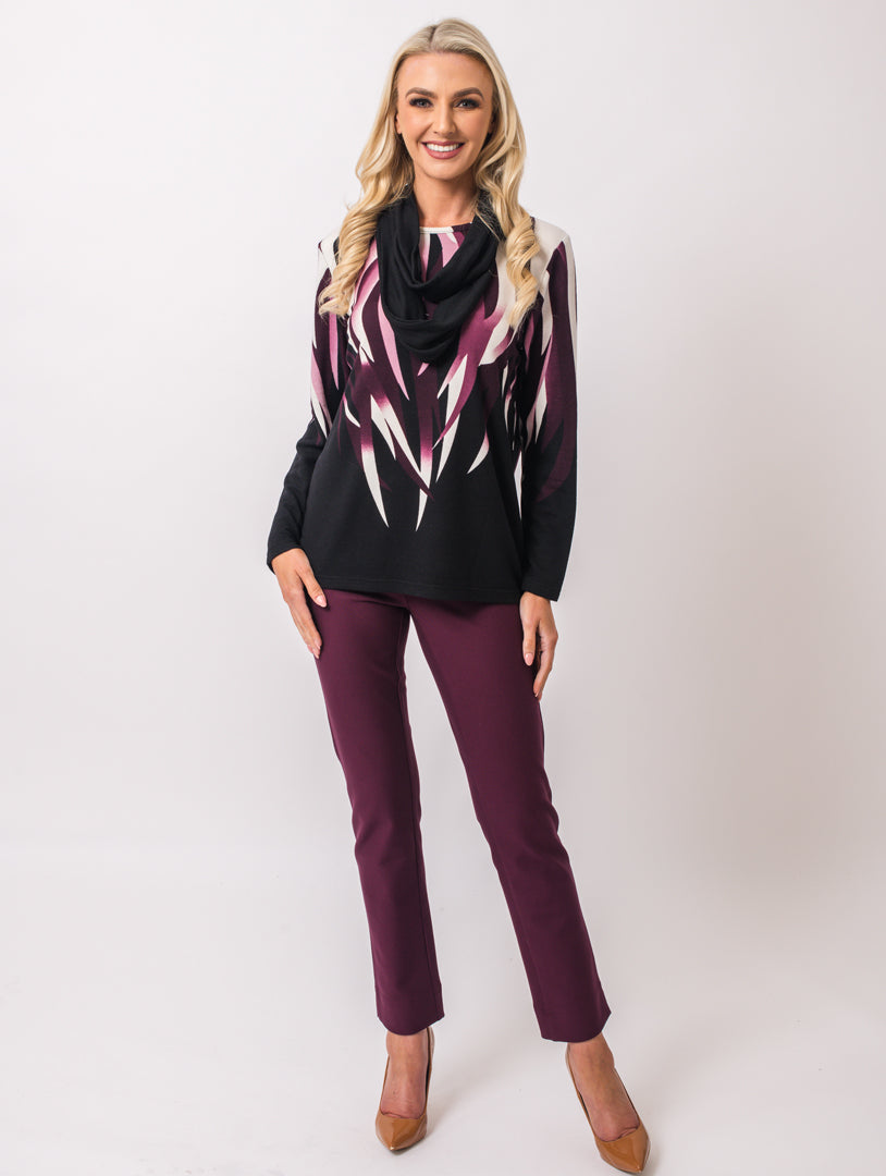 Scarf Jumper - Wine