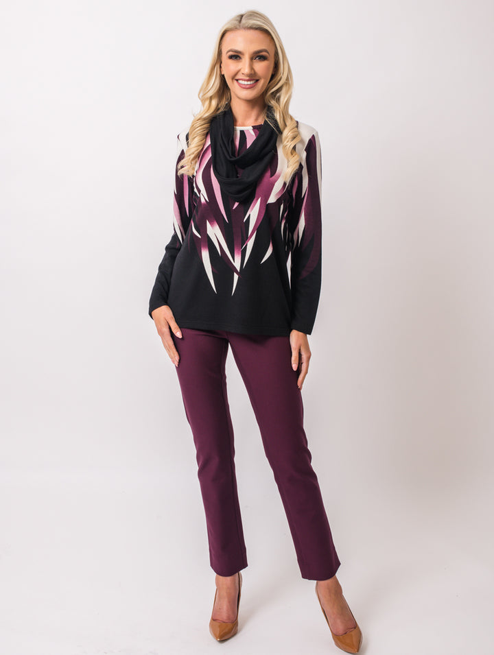 Scarf Jumper - Wine