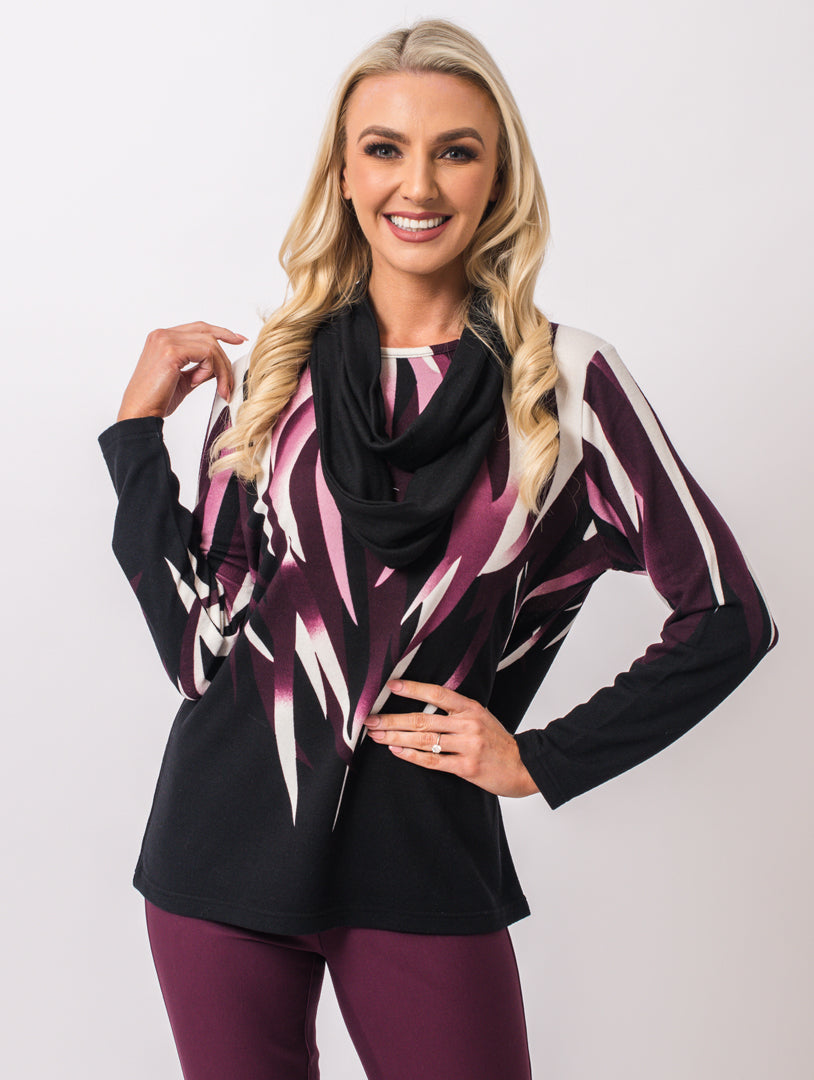 Scarf Jumper - Wine