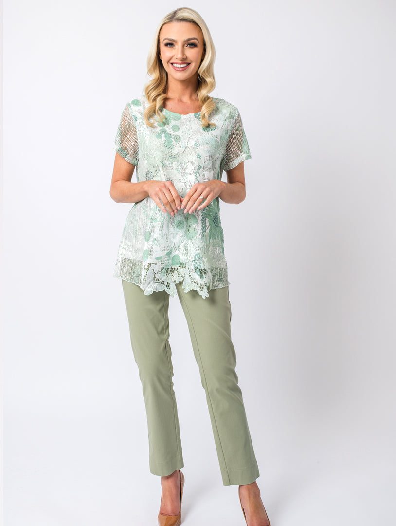 Luxury Lace Top - Khaki Multi