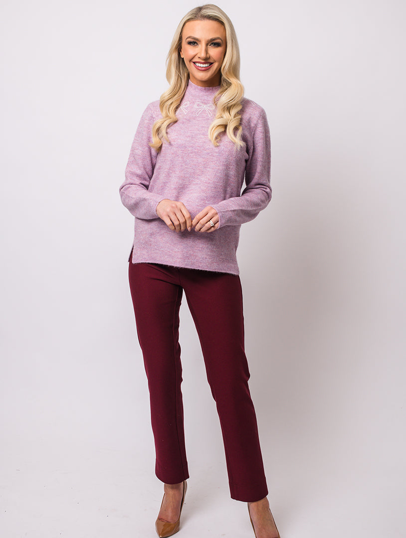 Bow Detail Knit - Pink Marl