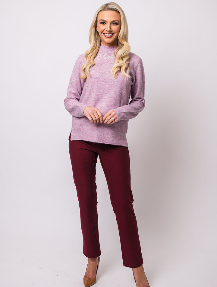 Bow Detail Knit - Pink Marl