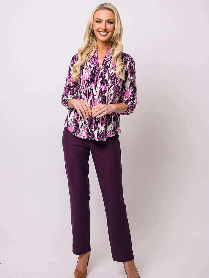 Scarf Collar Top - Mulberry