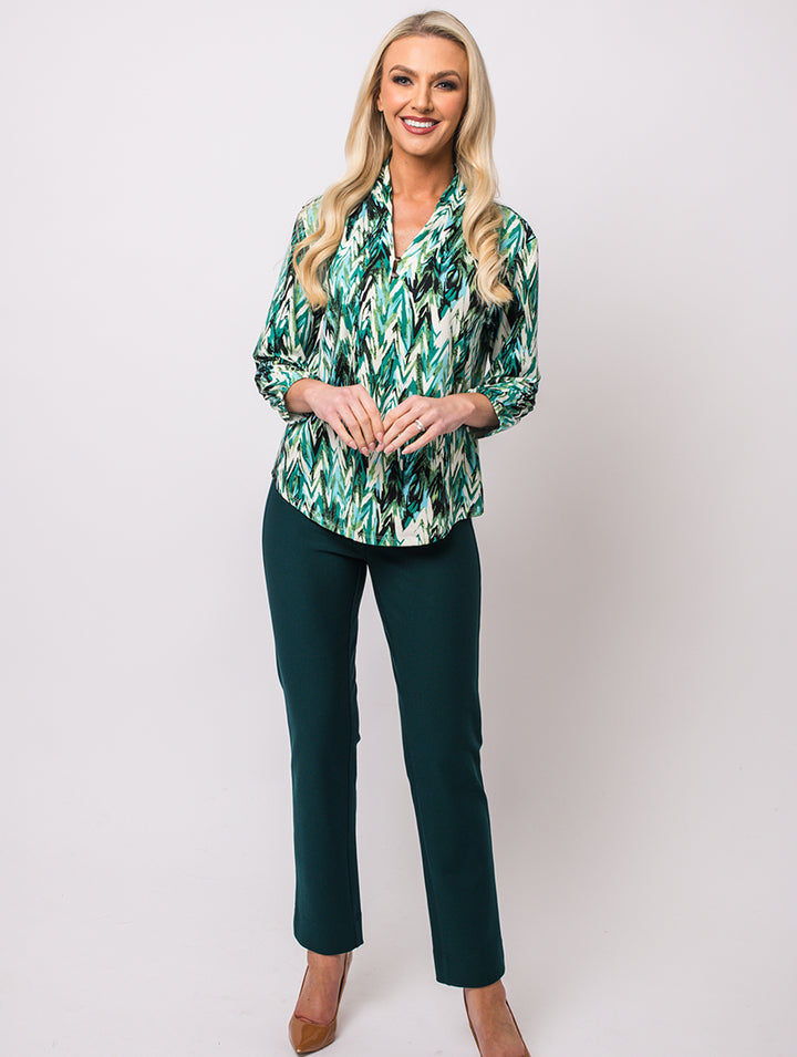 Scarf Collar Top - Pine