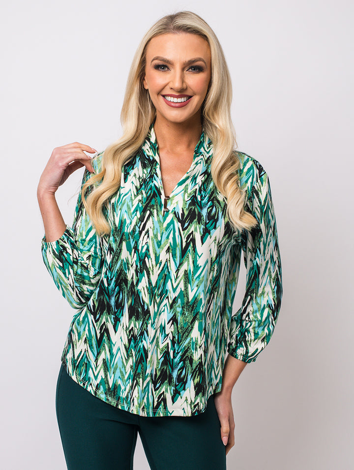 Scarf Collar Top - Pine