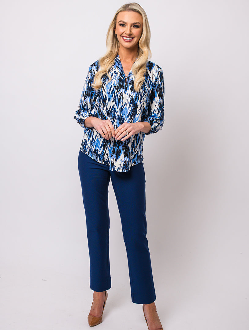 Scarf Collar Top - Royal