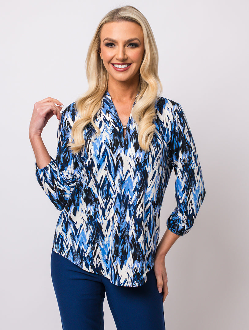 Scarf Collar Top - Royal