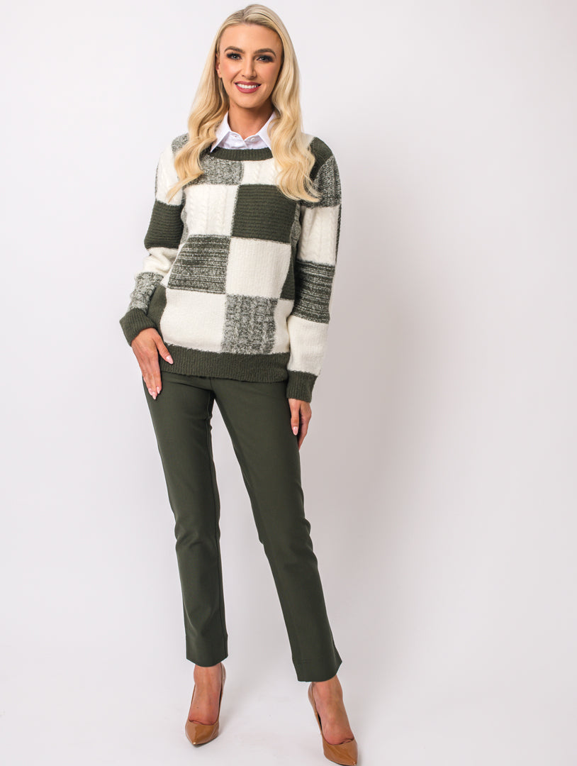 Squares Jumper - Olive