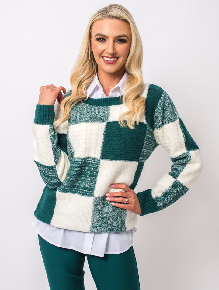 Squares Jumper - Teal