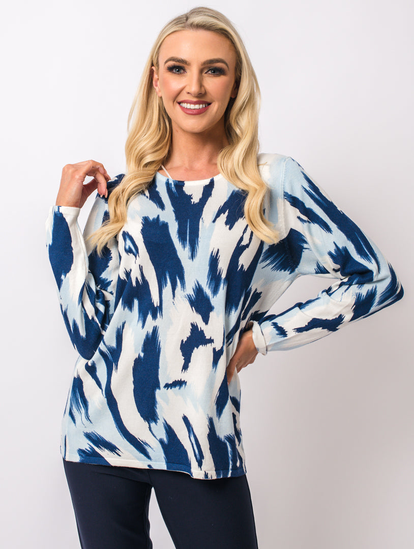 Printed Knitwear - Navy Multi