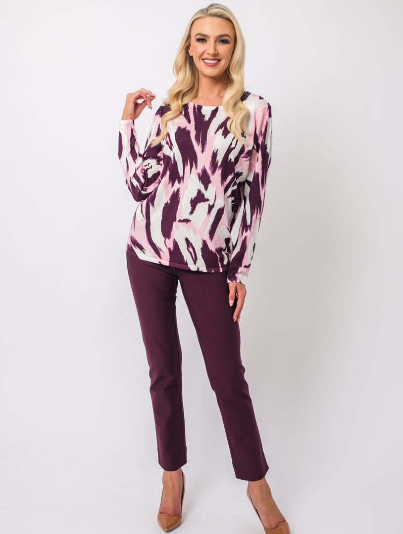 Printed Knitwear - Wine Multi