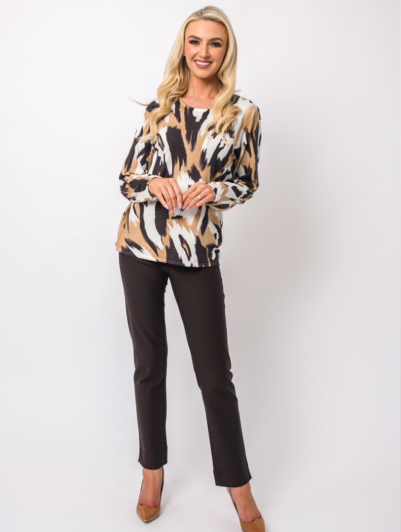 Printed Knitwear - Camel Multi