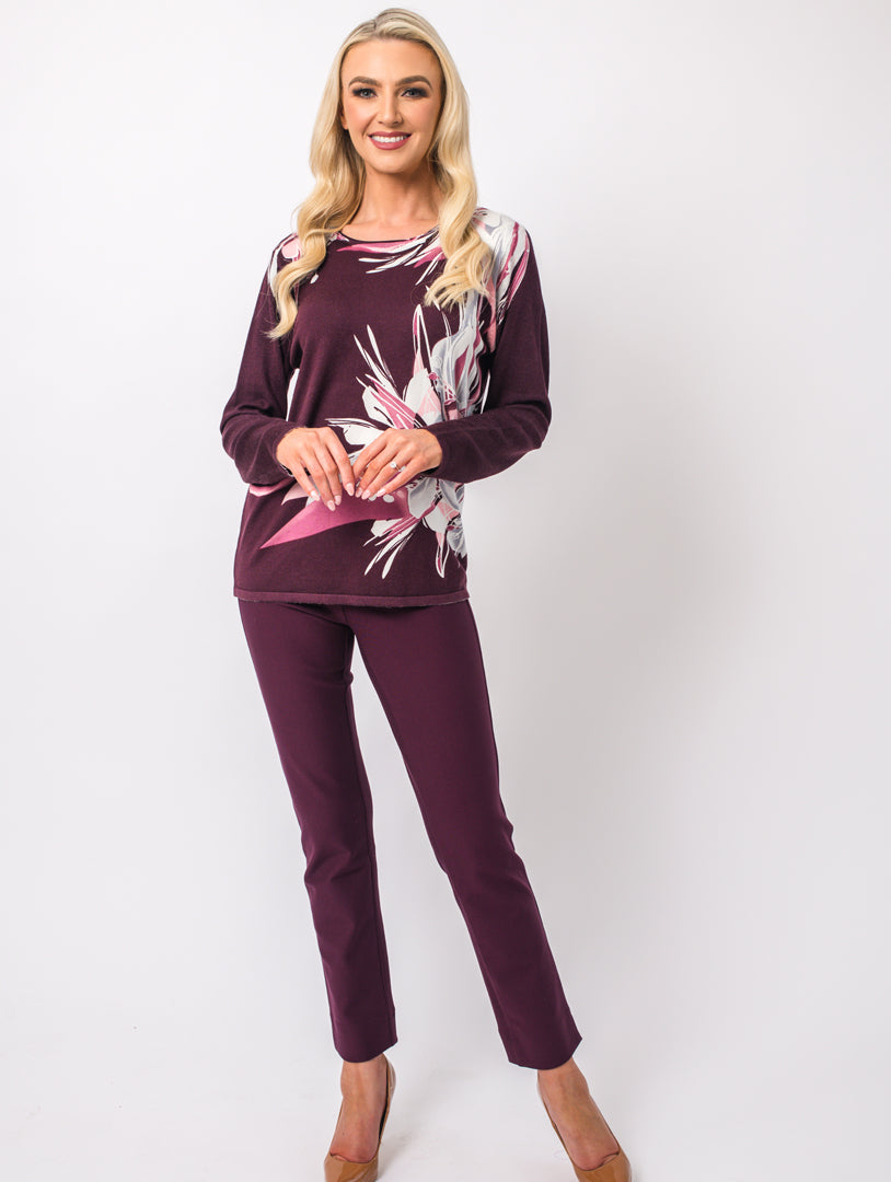 Printed Knit - Wine Multi