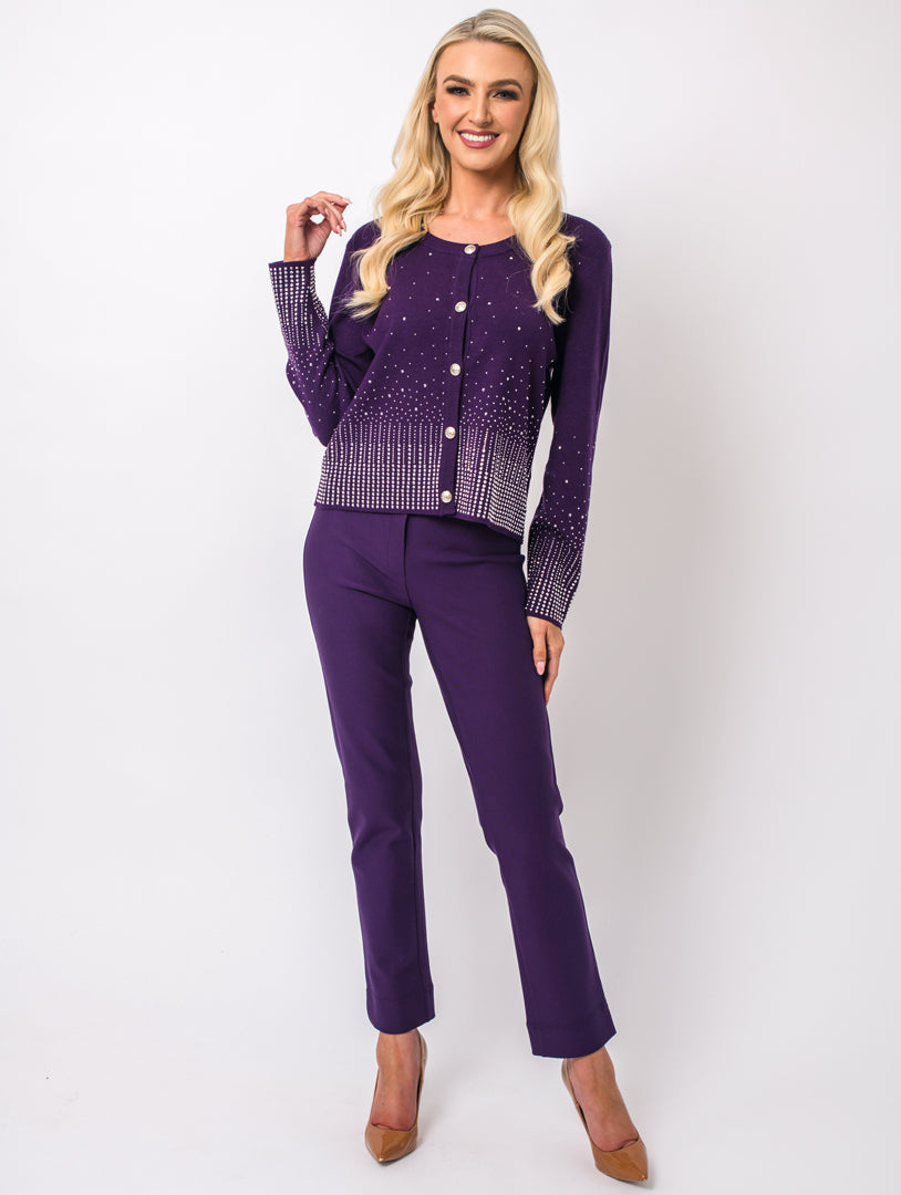 Diamonte Cardigan - Damson