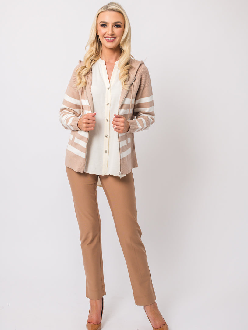 Striped Zip Knit - Camel