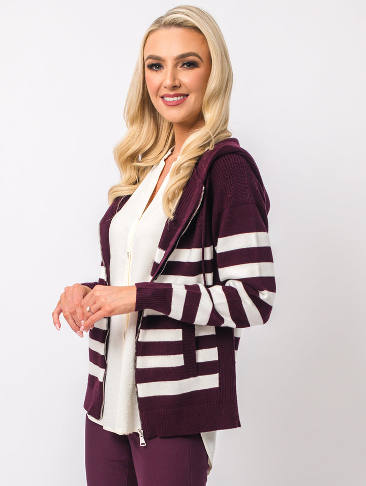 Striped Zip Knit - Wine