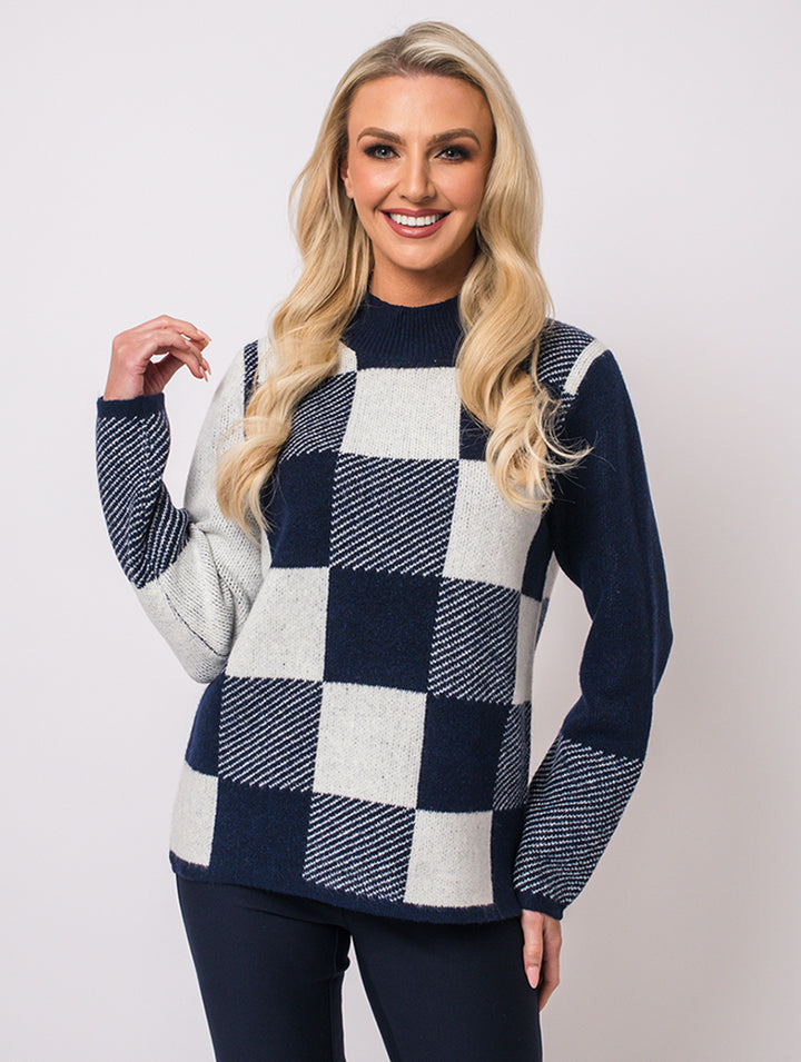Squares Knit - Navy Multi
