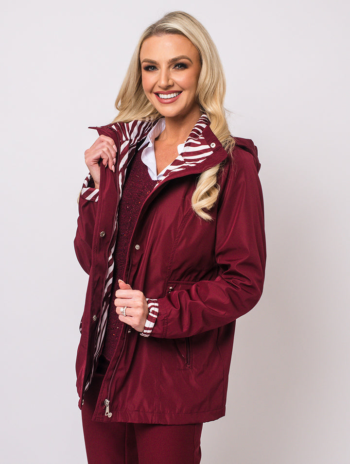Detachable Hood Jacket - Berry