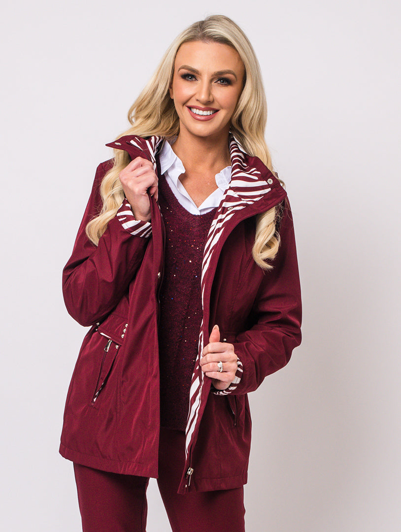 Detachable Hood Jacket - Berry