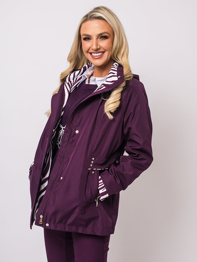 Detachable Hood Jacket - Mulberry