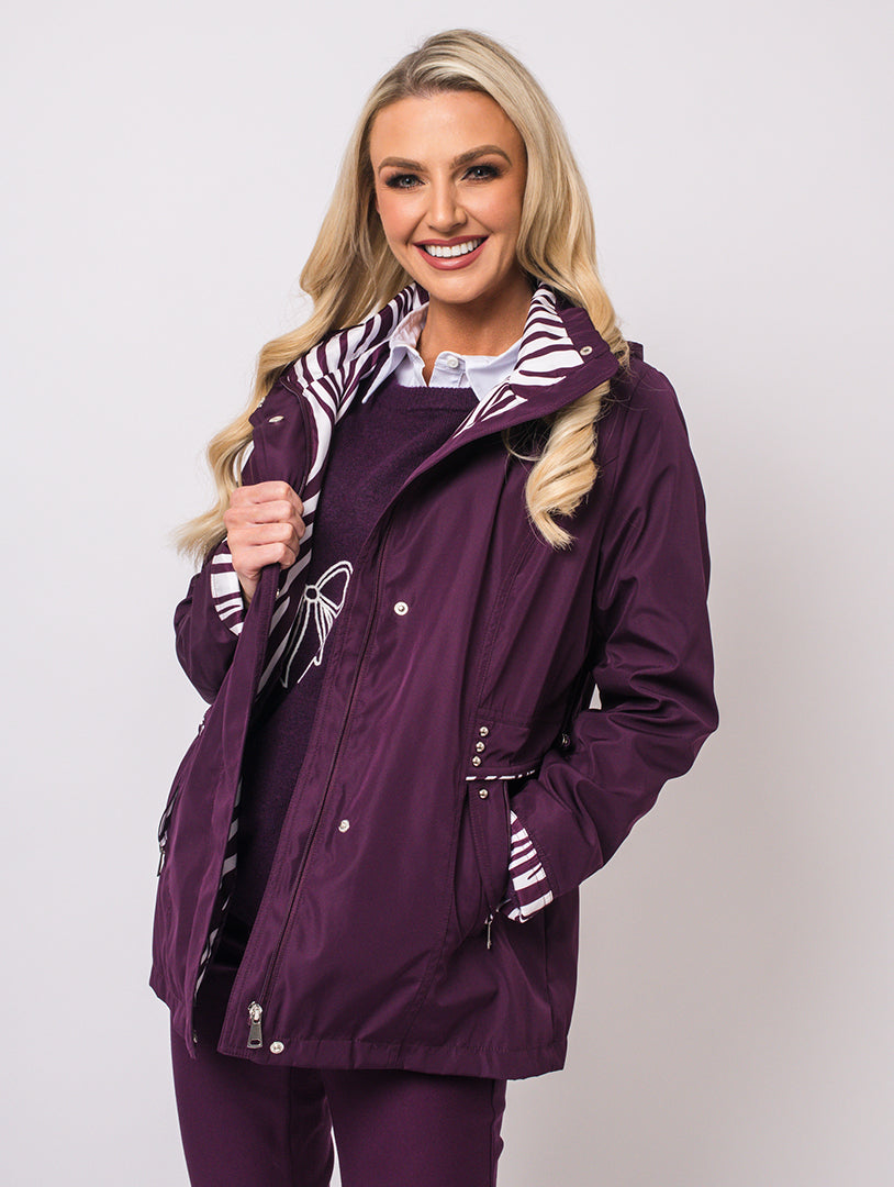 Detachable Hood Jacket - Mulberry