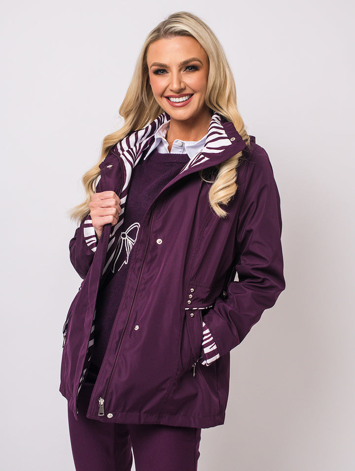 Detachable Hood Jacket - Mulberry