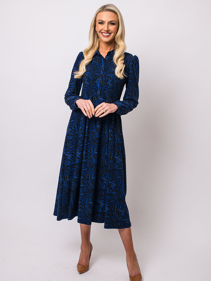 Print Collar Dress - Royal