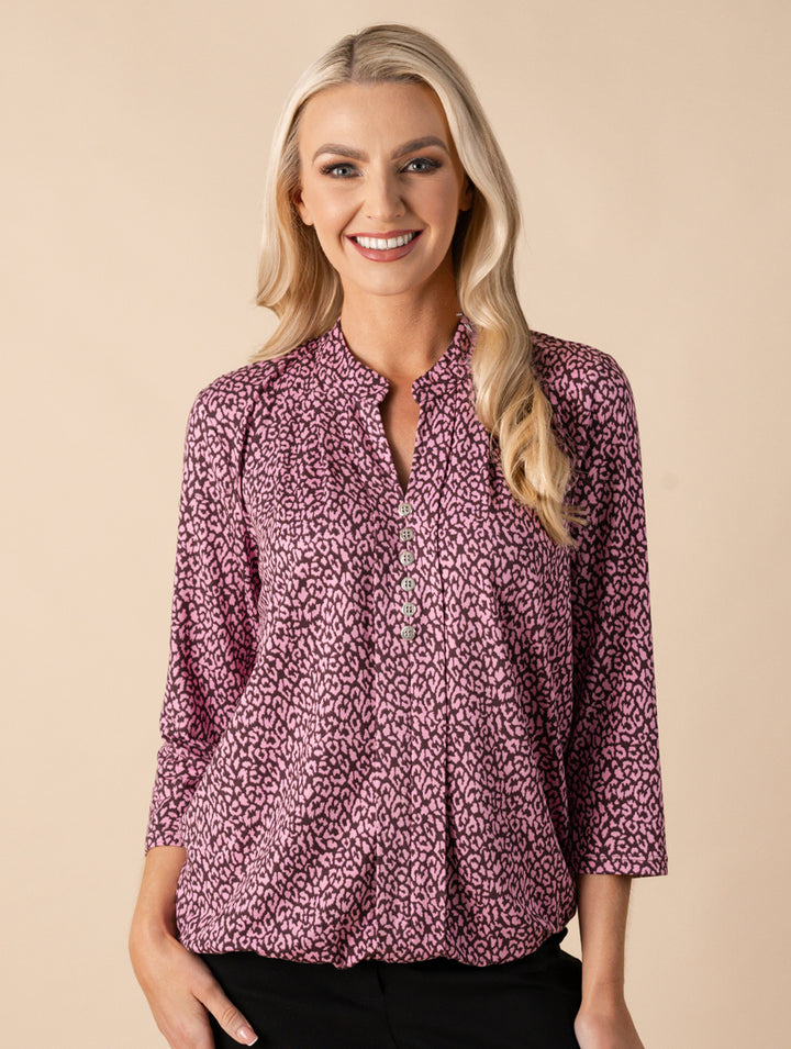 Button Top - Plum/Pink