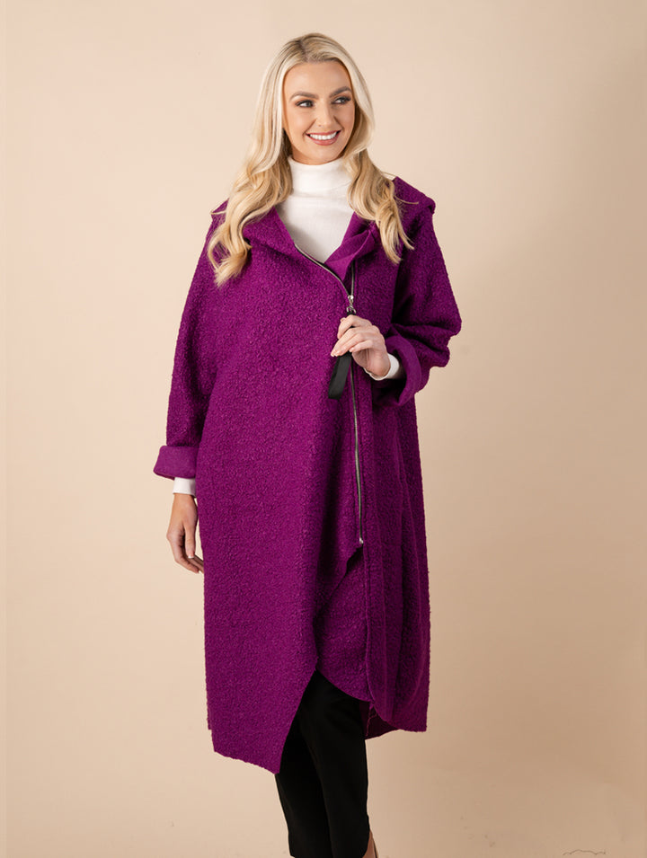 Angle Zip Coat - Dark Magenta