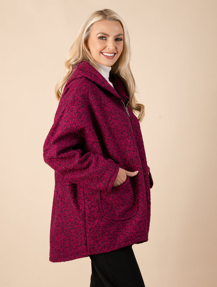 Boucle Zip Coat - Dark Magenta