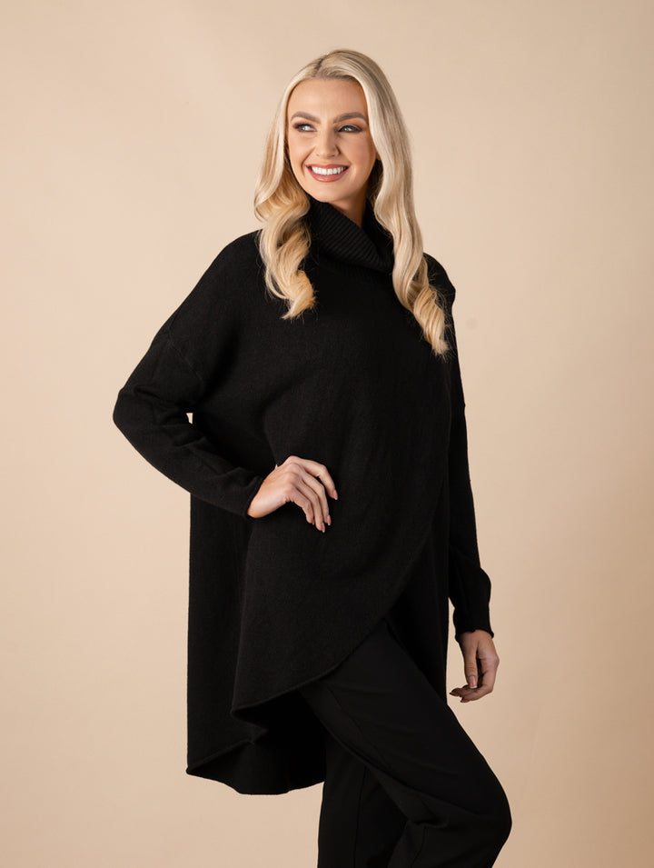 Split Front Knitwear - Black