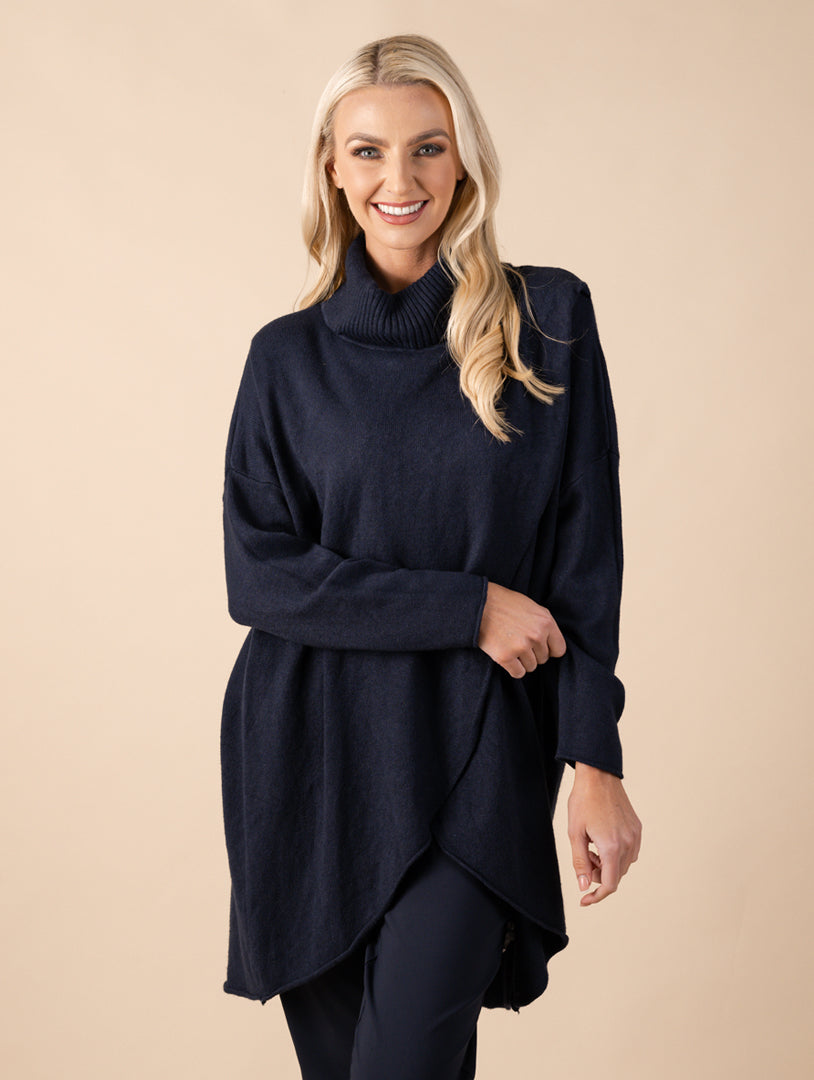 Split Front Knitwear - Navy
