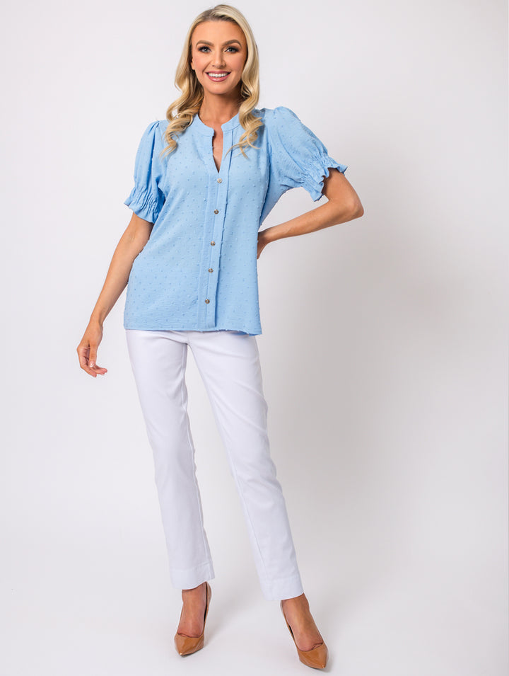 Frill Sleeve Top - Blue