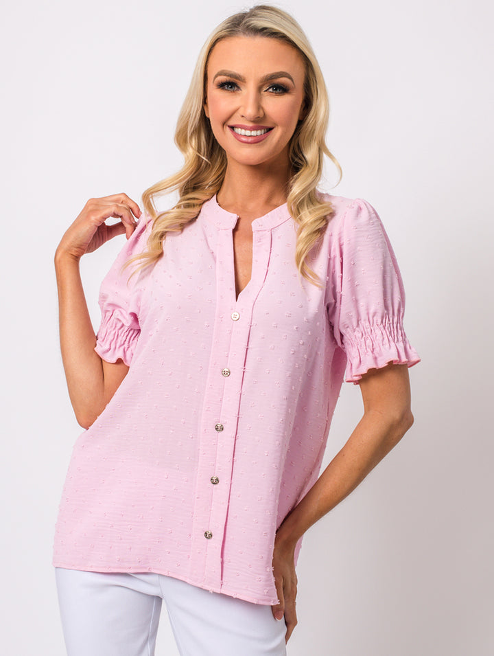 Frill Sleeve Top - Pink