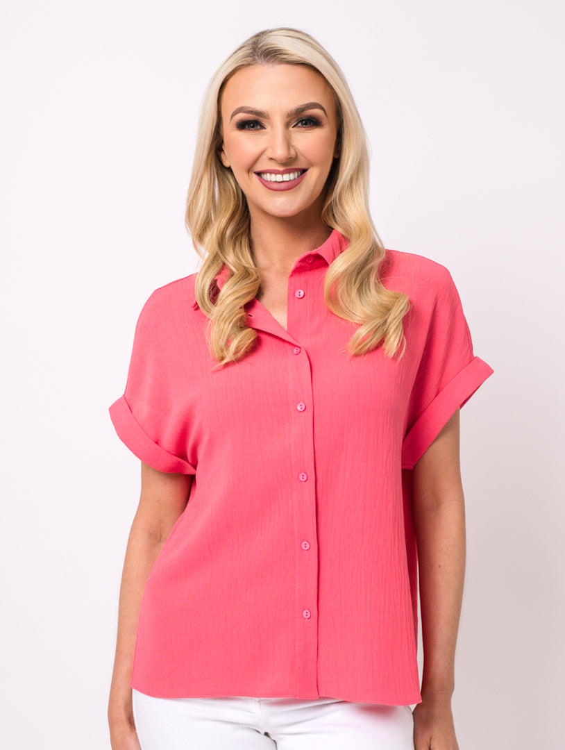 Short Sleeve Blouse - Coral