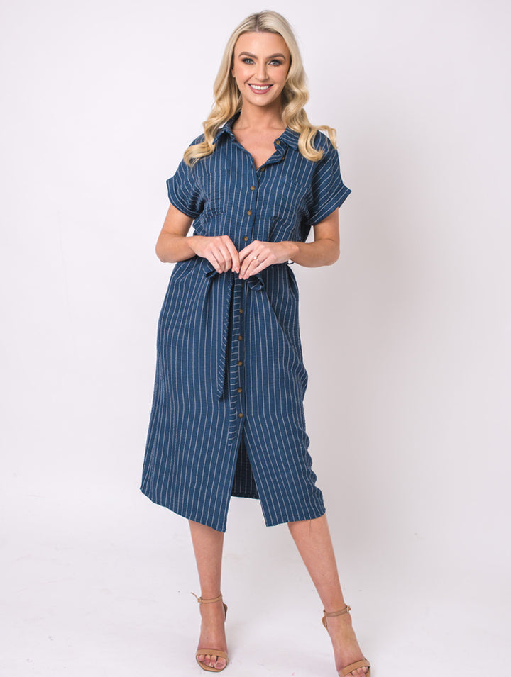 Stripe Dress - Navy