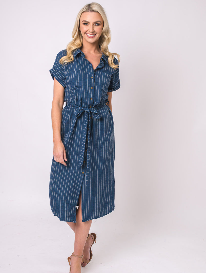 Stripe Dress - Navy