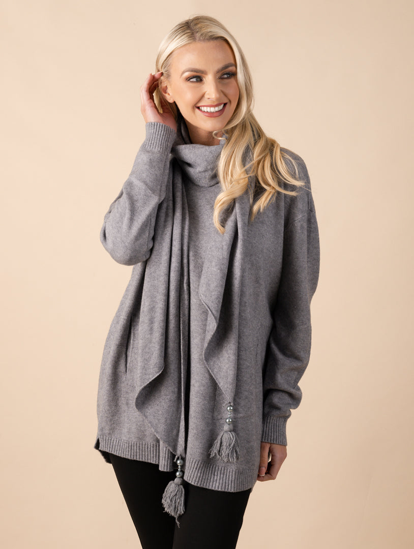 Scarf Top - Grey