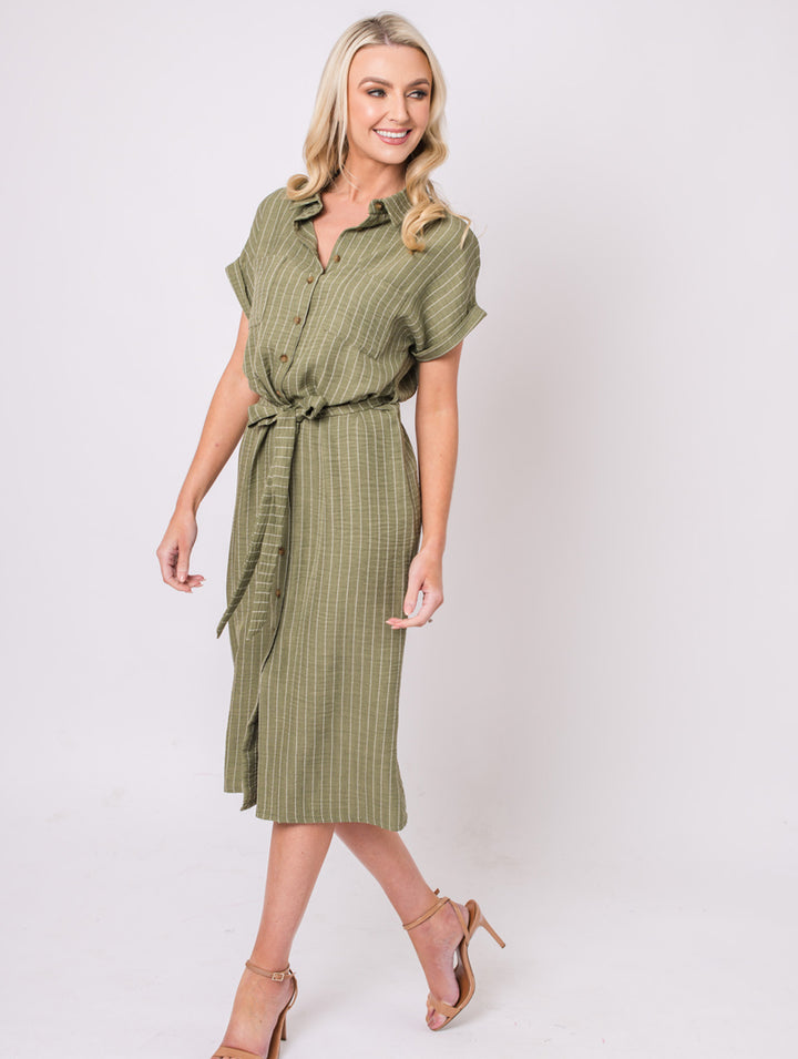 Stripe Dress - Khaki