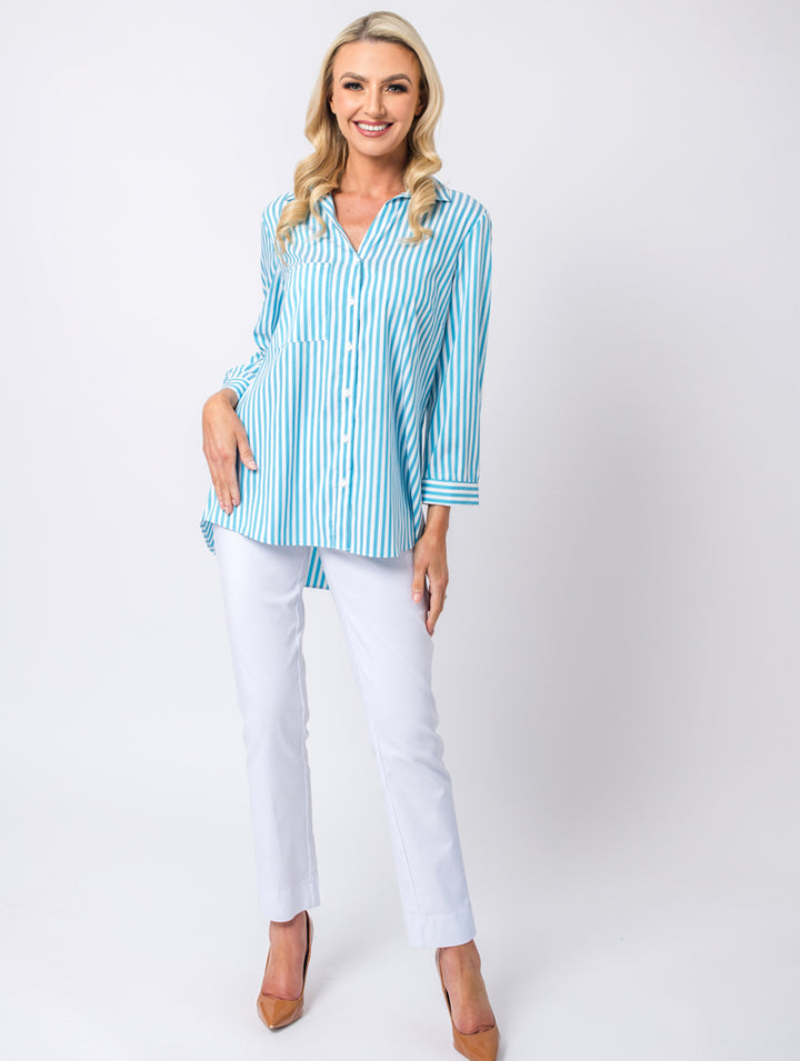 3/4 Sleeve Pocket Top - Turq