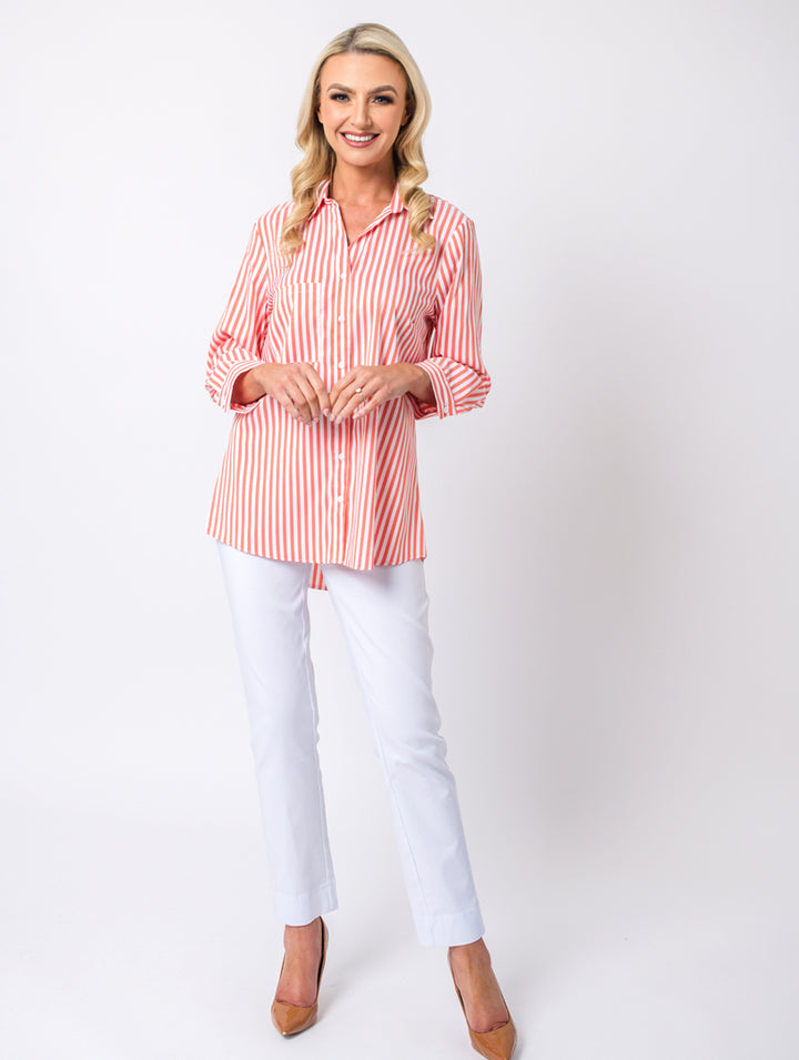 3/4 Sleeve Pocket Top - Orange