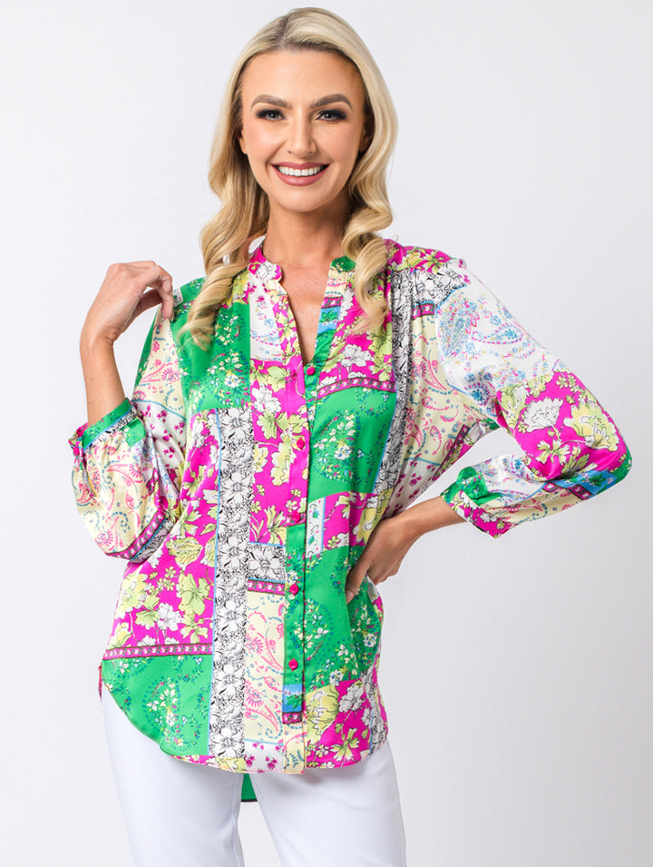 Print Blouse - Cerise Multi