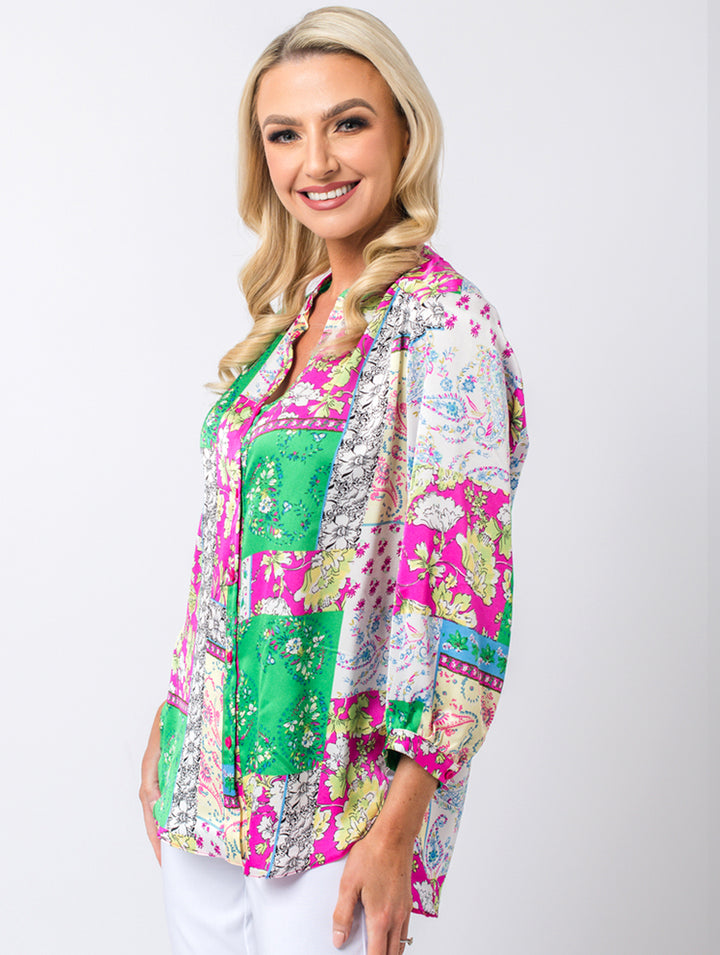 Print Blouse - Cerise Multi