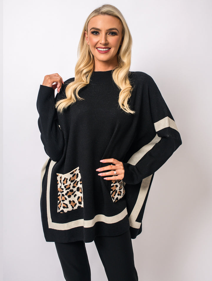 Pocket High Neck Jumper - Black